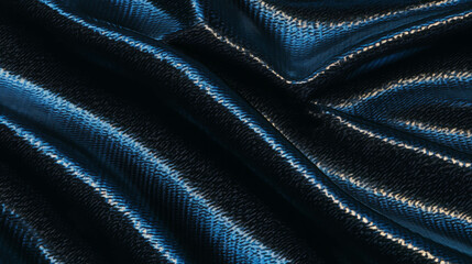 Poster - Metallic zipper texture with shimmering dark blue fabric for design backgrounds