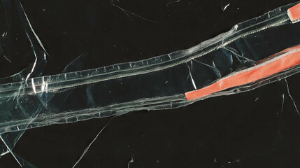 Aufkleber - Frayed zipper tape on black background for fashion or textile design