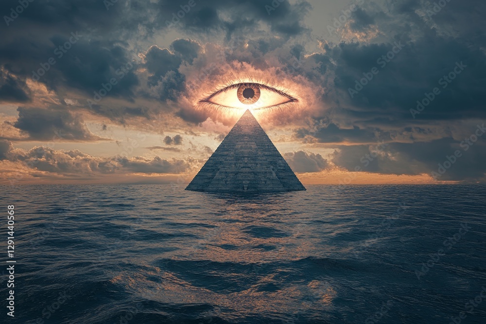 Illuminati pyramid surfaces under the ocean s all seeing eye amidst ...