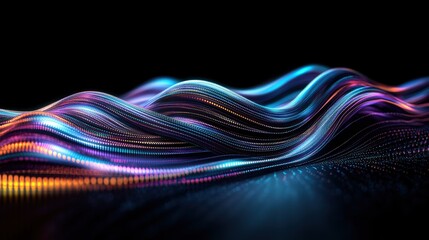 Fototapete - Abstract wave background with colorful lines creating a dynamic and fluid visual effect