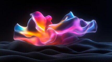 Poster - Vibrant flower with colorful petals set against a dark black background for artistic photography