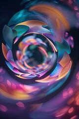 Poster - Vibrant swirling colors create a mesmerizing abstract pattern in a dark background, evoking a sense of depth and motion