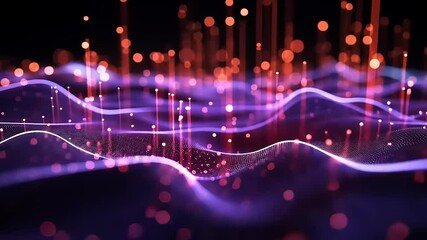 Wall Mural - Abstract representation of data visualizations with glowing lines and dots.