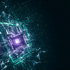 Poster - Futuristic digital network with glowing connections, abstract data visualization, and cyber-inspired elements. Perfect for AI, technology, big data, and innovation themes.