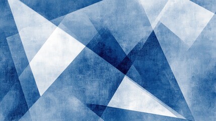 Poster - abstract blue geometric pattern with layered shapes and textures, suitable for backgrounds