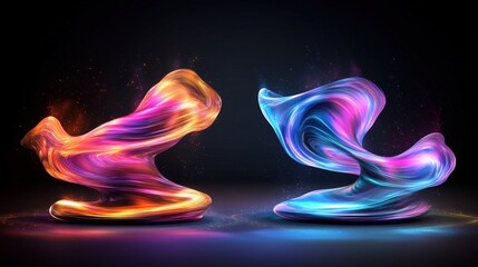 Poster - Abstract colorful flowing liquid design with vibrant hues and smooth gradients on a digital canvas