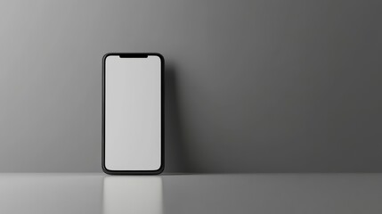 Poster - A mobile phone displayed on a reflective surface and grey background