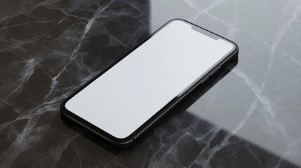 Poster - A smartphone sits on a textured dark marble surface