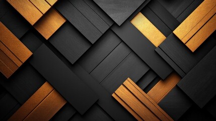 Poster - Black and gold abstract wallpaper with elegant design for modern interior decoration