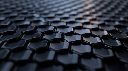 Poster - Black background with hexagonal shapes and photo elements creating a modern abstract design
