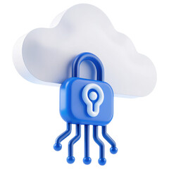 Leinwandbilder - A stylized cloud with a blue padlock attached, symbolizing data security and cloud protection.