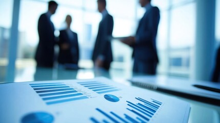 Poster - Business Professionals Discussing Financial Data With Relevant Statistics