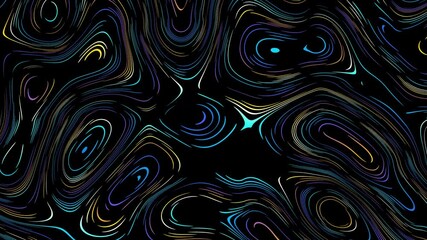 Fototapete - Colorful lines with a black background moving slowly and irregularly to form an abstract shape, ideal for use as background