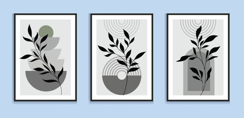 Wall Mural - abstract botanical wall art prints sun moon poster. contemporary minimalist backgrounds modern boho 