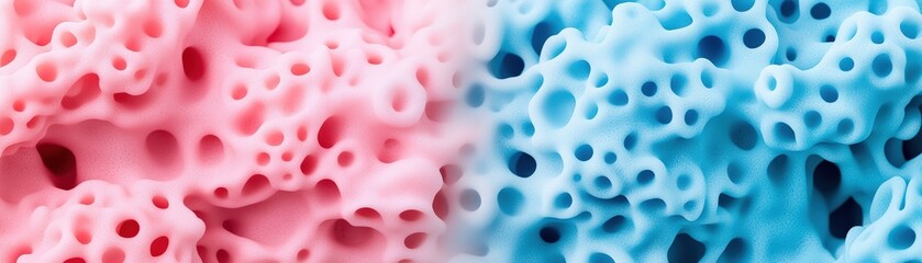 Poster - Close up image of blue and pink substance with textured surface and abstract design