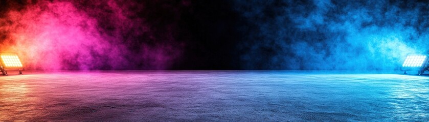 Poster - Stage with colorful lights and smoke effects during a live performance or concert event