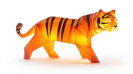 Poster - A Glowing Tiger Lamp Is Standing On The White Background