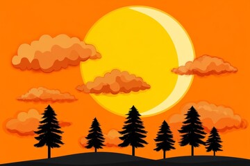 Poster - Sunset Industrial Silhouette Illustration