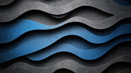 Poster - Blue wave pattern on a black background creating a striking visual design element for various uses