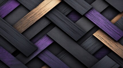 Poster - Wooden wall with purple and black patterned design showcasing natural textures and colors