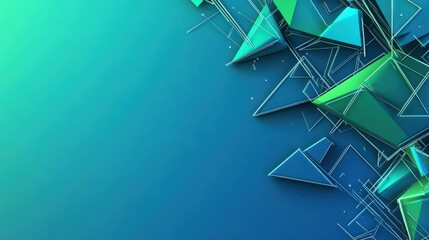 Fototapete - Abstract 3d background with green and blue shapes for modern digital designs and visual projects