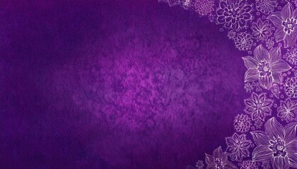 Poster - purple floral pattern with delicate hand-drawn flowers on textured background, perfect for creative designs or decor