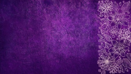 Poster - purple floral pattern with delicate hand-drawn flowers on textured background, perfect for creative designs or decor