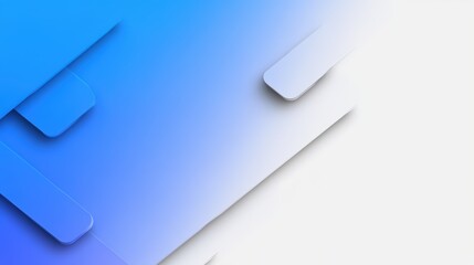 Poster - Blue and white abstract background with curved corner and photo space for design and graphics