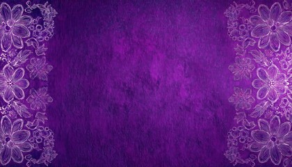 Poster - purple floral pattern with delicate hand-drawn flowers on textured background, perfect for creative designs or decor