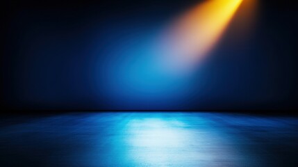 Poster - Blue and yellow light illuminating a dark space creating a moody and atmospheric scene