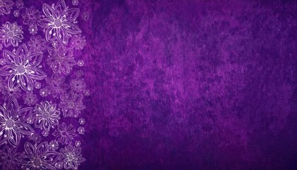 Poster - purple floral pattern with delicate hand-drawn flowers on textured background, perfect for creative designs or decor