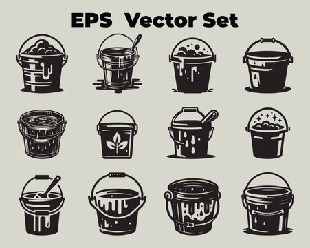 Stylized Bucket Silhouette for Graphic Design Projects