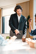 © chokniti - business of insurance client feedback service concept, businessman are work on marketing management with satisfaction guarantee for support a corporate company for the best of quality on cyberspace