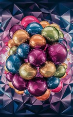 Poster - Colorful shiny and glossy circles abstract composition with light and shadow effects geometric vector abstract background