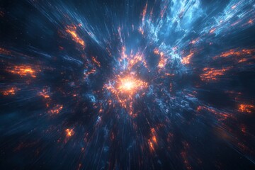 Poster - Cosmic Explosion in Vast Space with Bright Colors and Light Effects
