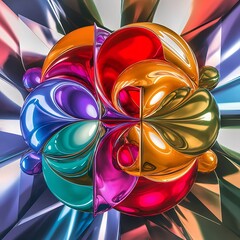 Poster - Colorful shiny and glossy circles abstract composition with light and shadow effects geometric vector abstract background
