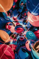 Poster - Colorful shiny and glossy circles abstract composition with light and shadow effects geometric vector abstract background