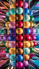 Poster - Colorful shiny and glossy circles abstract composition with light and shadow effects geometric vector abstract background