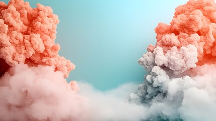 Poster - Ethereal gradient of dreamy pastel clouds with a calming open white center space perfect for adding quotes text or other graphic elements