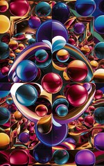 Poster - Colorful shiny and glossy circles abstract composition with light and shadow effects geometric vector abstract background