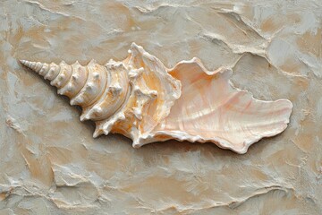 Poster - Detailed Close-Up of Shell on Textured Background for Decor