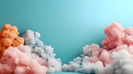 Poster - Ethereal pastel gradient clouds forming a dreamy atmospheric background with a open white center  This serene calming digital evokes a sense of wonder and imagination