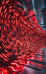 Poster - Abstract red lights wave pattern technology background
