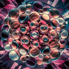 Poster - Colorful shiny and glossy circles abstract composition with light and shadow effects geometric vector abstract background