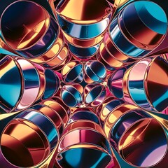 Poster - Colorful shiny and glossy circles abstract composition with light and shadow effects geometric vector abstract background