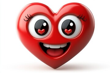Poster - Smiling face with heart eyes three-dimensional emoji isolated on transparent background