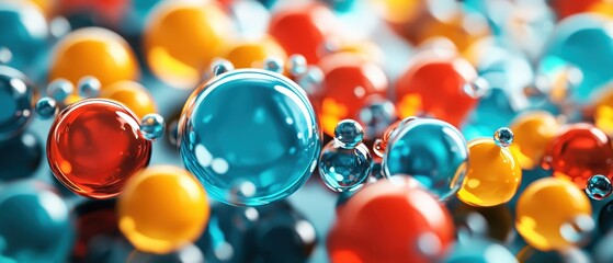 Poster - Colorful group of spheres arranged on a surface creating a vibrant abstract composition
