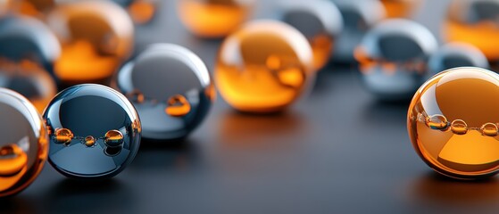 Poster - Group of spheres with one prominent sphere in the center of a bright background for visual impact