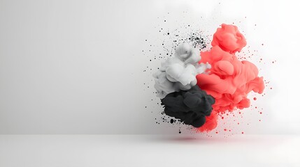 Poster - Explosive monochrome gradient with abstract ink drops in dynamic motion creating a visually striking and conceptual design