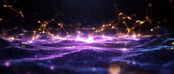 Poster - Abstract background with glowing particles and sparks creating a vibrant digital atmosphere